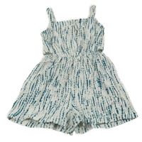 Bílo-zelený kraťasový overal mango