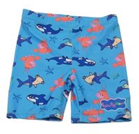 Modré nohavičkové plavky s prasátkem pepinou a zvířátky 