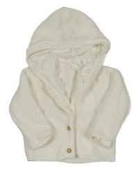 Biely prepínaci pletený sveter s kapucňou Matalan