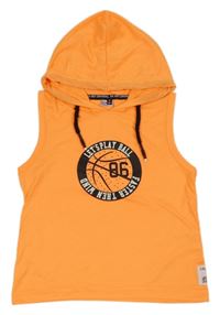 Neónově ružové ľahké tielko s nápisom a kapucňou