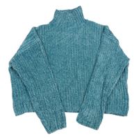 Modro-zelený crop sveter DESTINATION