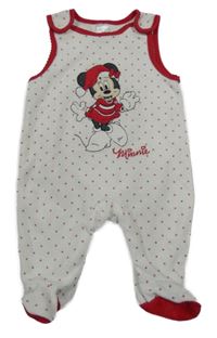 Bílo-malinové puntíkaté sametové dupačky s Minnie,C&A