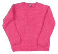 Neónově ružový chlpatý sveter Dopodopo