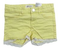 Žlté rifľové kraťasy s čipkou H&M