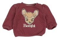 Vínová prešívaná mikina s Bambim Disney