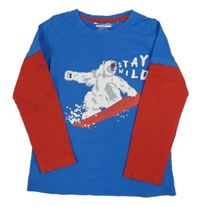 Modro-červené triko s medvědem Mountain Warehouse