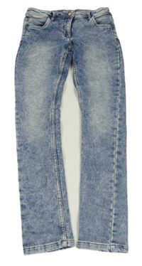 Modro-biele plesňové skinny teplákové rifle POCOPIANO