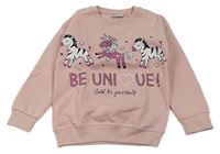 Svetloružová mikina so zebrami a jednorožcom INFINITY KIDS