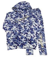 2set - Tmavomodro-bílá army mikina s kapucí + capri legíny 