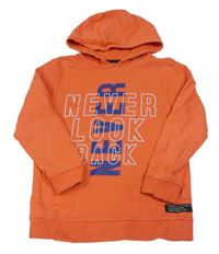 Oranžová mikina s nápisy a kapucí George