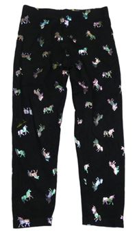 Čierne teplákové legíny s jednorožcami Peacocks