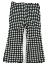 Čierno-sivé kockované flare nohavice