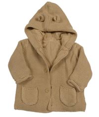 Karamelový propínací podšitý svetr s kapucí George