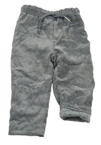 Sivé zamatové podšité nohavice