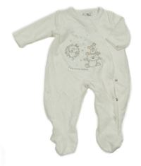 Bílý sametový žebrovaný overal se zvířaty Ergee