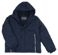 Tmavomodrá melírovaná šusťáková zimní bunda s kapucí Yigga