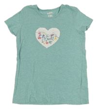 Světlemodrozelené melírované tričko s překlápěcími flitry Tchibo