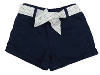 Tmavomodré plátěné kraťasy s páskem Topolino