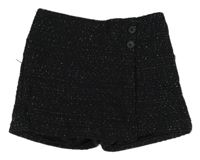 Čierno-strieborné pletené sukňové kraťasy Page one young