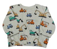 Béžovošedá mikina s bagrami a traktormi Primark