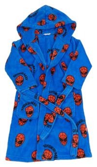 Modrý plyšový župan so Spidermanem a kapucňou M&S