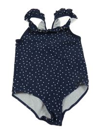 Tmavomodré puntíkaté jednodílné plavky H&M