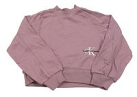 Lila crop mikina s logem Calvin Klein