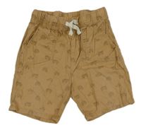 Béžové plátenné kraťasy s traktormi H&M
