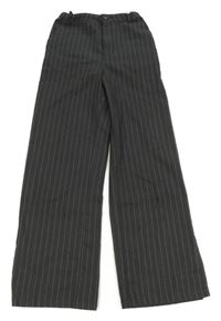 Tmavosivé pruhované straight nohavice H&M