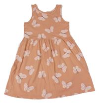 Broskvové bavlnené šaty s motýly H&M