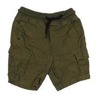 Khaki riflové cargo kraťasy Tu