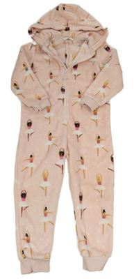 Broskvová chlpatá kombinéza s baletkami a kapucňou zn. M&S