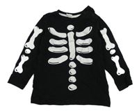 Čierne tričko s kostlivcem H&M