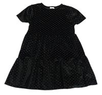 Čierne zamatové šaty so trblietkami F&F