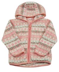 Farebná vzorovaná fleecová prepínaci mikina s kapucňou Smile