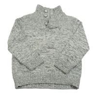 Šedý melírovaný svetr s límečkem C&A