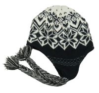 Čierno-biela vzorovaná pletená podšitá čapica Parallel