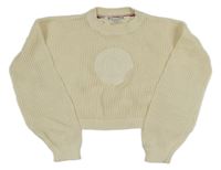 Smetanový crop svetr s dirkovaným vzorem Tommy Hilfiger