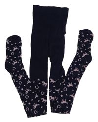 Tmavomodré punčocháče s koníky Yigga