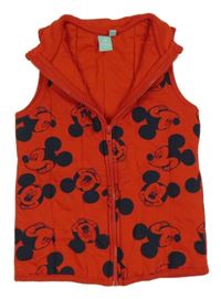 Červená bavlnená zateplená vesta s Mickeym Disney