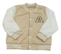 Béžovo-biela baseballová mikina s písmenkom Shein