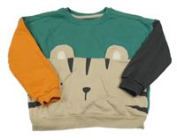 Zeleno-sivo-okrová oversize mikina s tigrom George