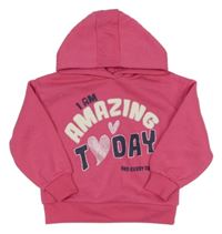 Ružová mikina s nápisom a kapucňou Primark