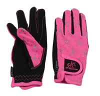 Nové - Černo-neonově růžové prstové jezdecké rukavice