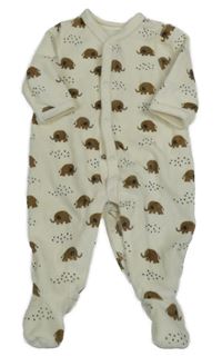 Smotanový zamatový overal so slonmi La Reodoute