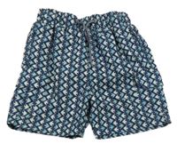 Tmavomodré šusťákové plážové kraťasy s rybkami a kapsami M&Co