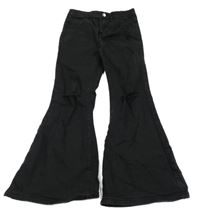 Čierne flare rifle s dierami Shein