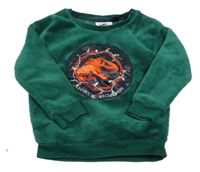 Tmavozelená chlupatá mikina Jurský Svět