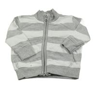 Šedo-bílá pruhovaná propínací mikina Topomini