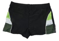Černo-limetkové nohavičkové plavky s pruhy